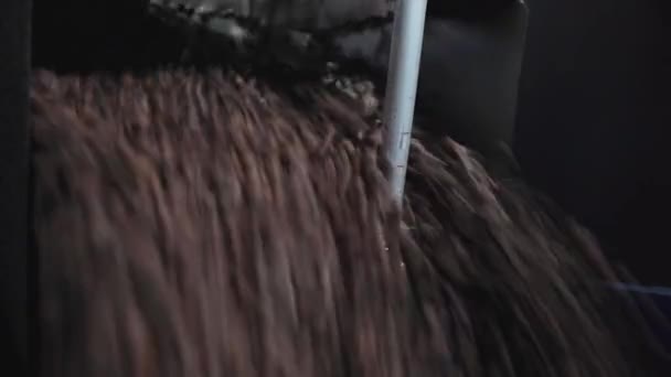 roasted coffee beans in machine - Materiał filmowy, wideo