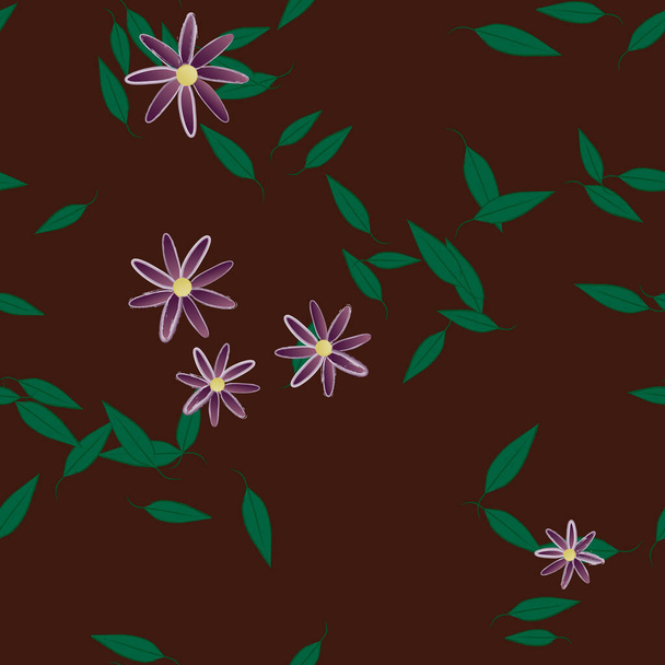 abstraktní květiny se zelenými listy hladký vzor, vektorové ilustrace - Vektor, obrázek