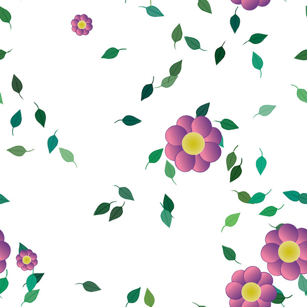 fleurs avec feuilles fond sans couture, illustration vectorielle - Vecteur, image