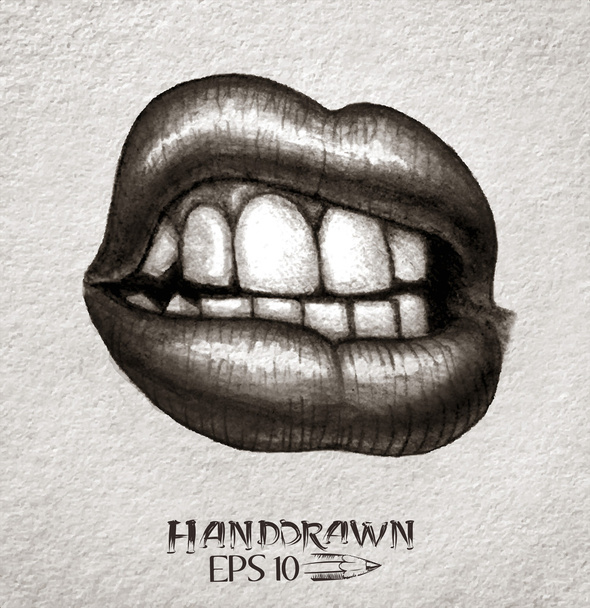Hand drawn woman mouth - Vector, imagen