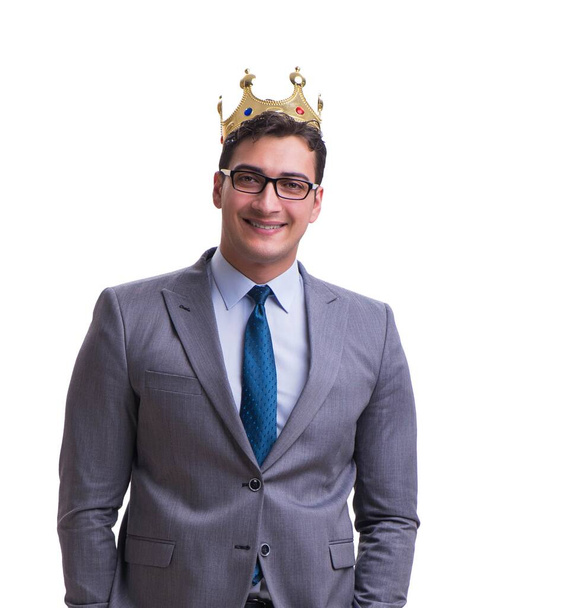 Βασιλιάς επιχειρηματίας απομονωμένος σε λευκό φόντο - Φωτογραφία, εικόνα