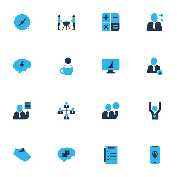 Team icons colored set with winner, best idea, computer analytics and other organization elements. Isolated vector illustration team icons. - Vector, Image