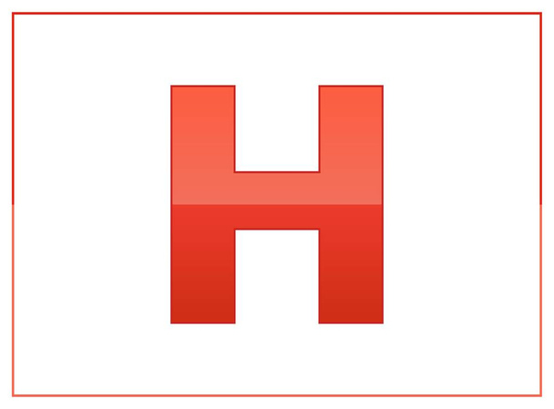 H fuente vectorial, hecha de colores rojo oscuro y claro. Para el logotipo de la carta, etiqueta de la marca, cartel creativo y más. ilustración aislada con marco delgado sobre fondo blanco - Vector, Imagen
