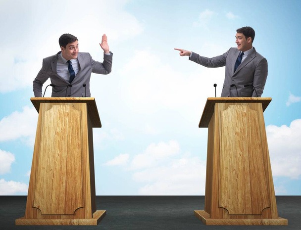 Dos hombres de negocios han acalorado la discusión en el panel de discusión - Foto, Imagen