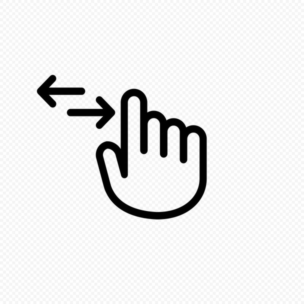 Hand cursor touch screen gestures icon. Swipe to left and right icon. Vector on isolated transparent background. EPS 10. - Vector, Image