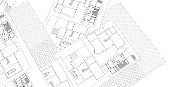 plano de casa fachadas desenho arquitetônico ilustração 3d - Foto, Imagem