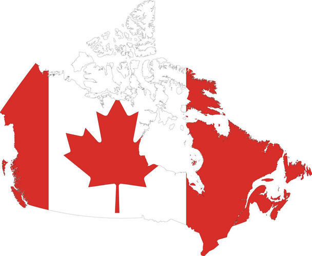 Flaga Kanady wycięta wewnątrz mapy - Wektor, obraz