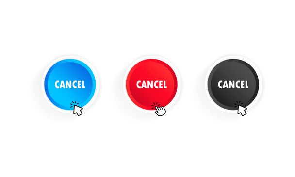 Cancel button with cursor. Vector on isolated white background. EPS 10. - Vector, Image
