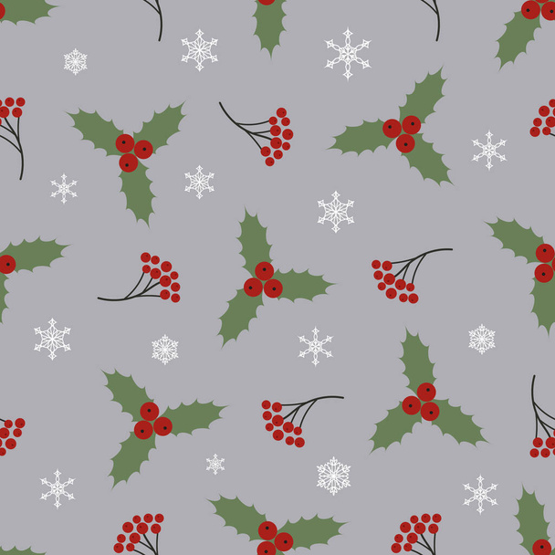 Seamless Christmas Pattern With Fir Ranches And Berries - Vecteur, image