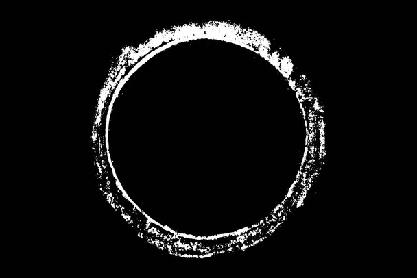 Dibujo de mano de tiza blanca como forma de círculo sobre fondo negro (vector) - Vector, imagen