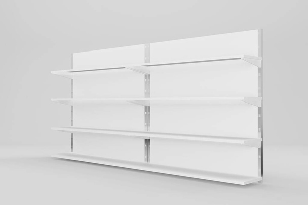 Empty Shelf  of with space for product placement in white color minimal style - Photo, Image