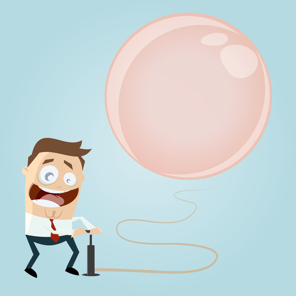 Empresario inflando un globo grande
 - Vector, imagen