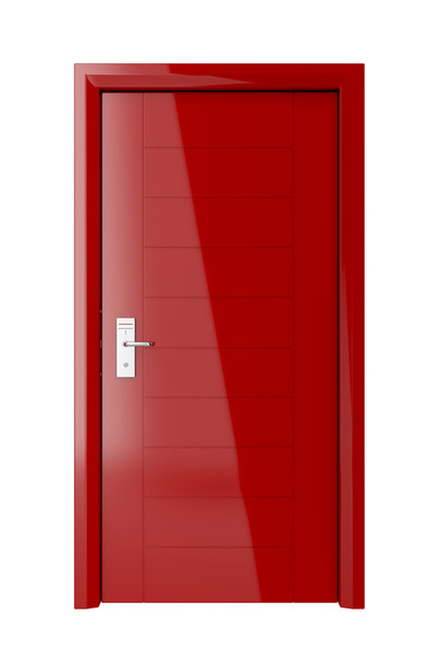 Красная дверь с электронным замком
 - Фото, изображение