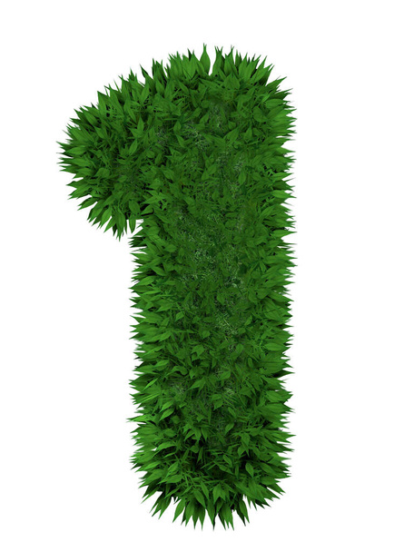 3d rendering leaves english alphabet font. Decorative nature plant letters. Ecology concept - Foto, immagini