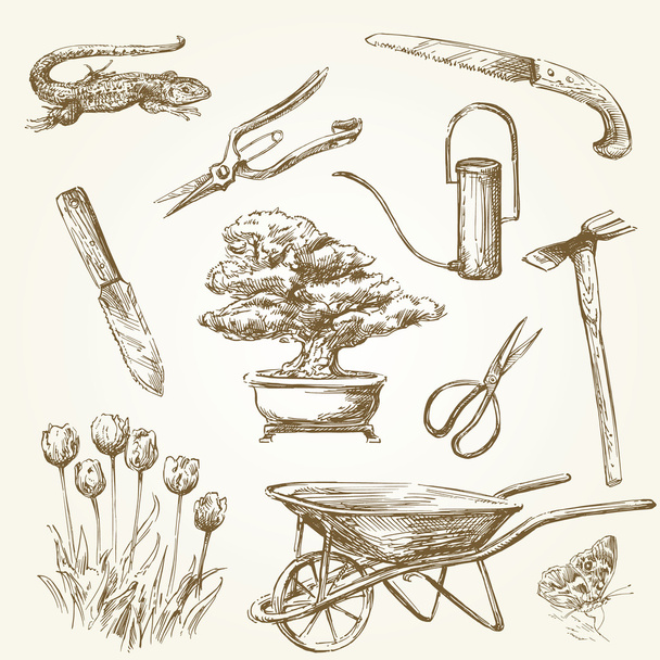 Herramientas de jardinería
  - Vector, Imagen