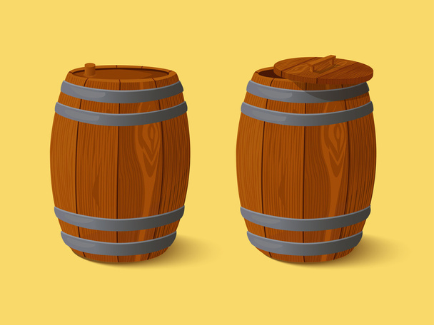 Barrel. Wooden casks. - ベクター画像