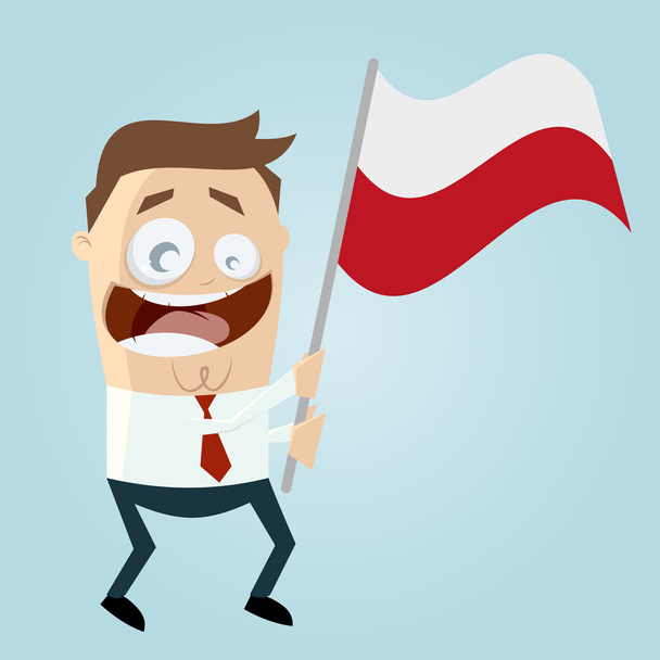 boldog rajzfilm embert Lengyel zászló - Vektor, kép