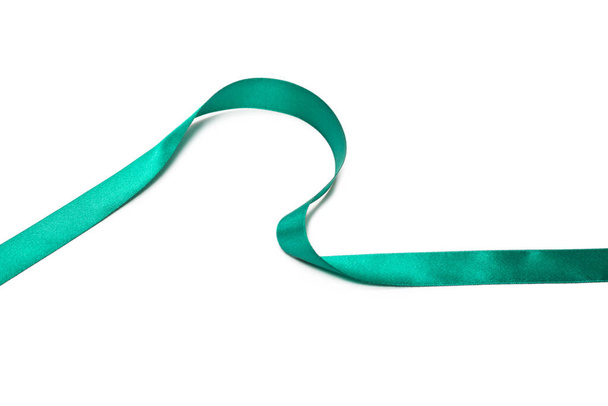 Green ribbon isolated on white background.  - Φωτογραφία, εικόνα