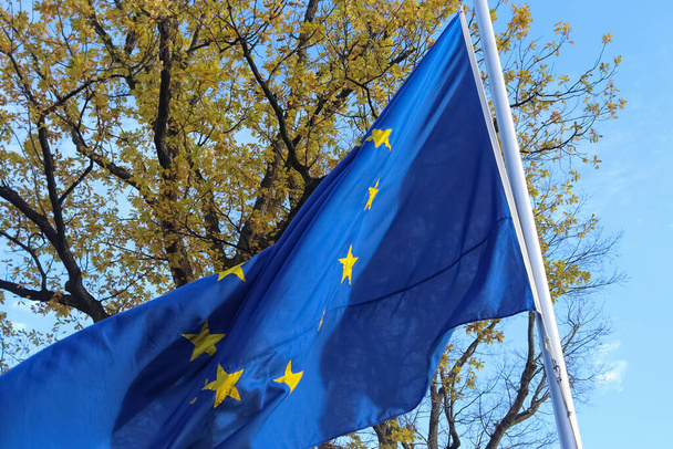 A European Union flag at the parliament in Kiel - 写真・画像