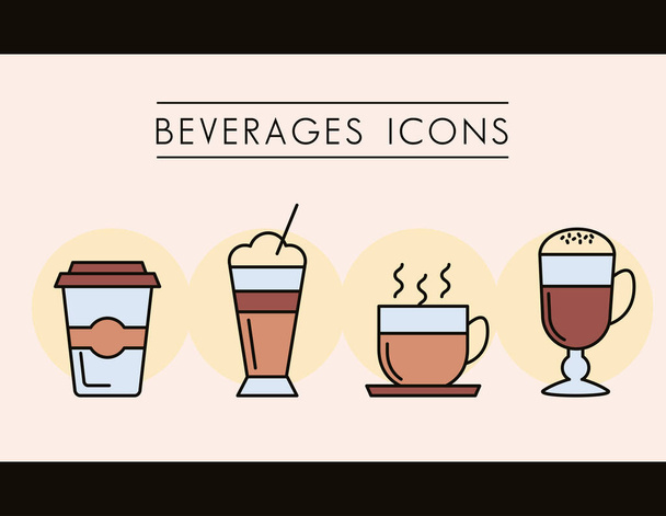 conjunto de iconos de bebidas de café - Vector, Imagen