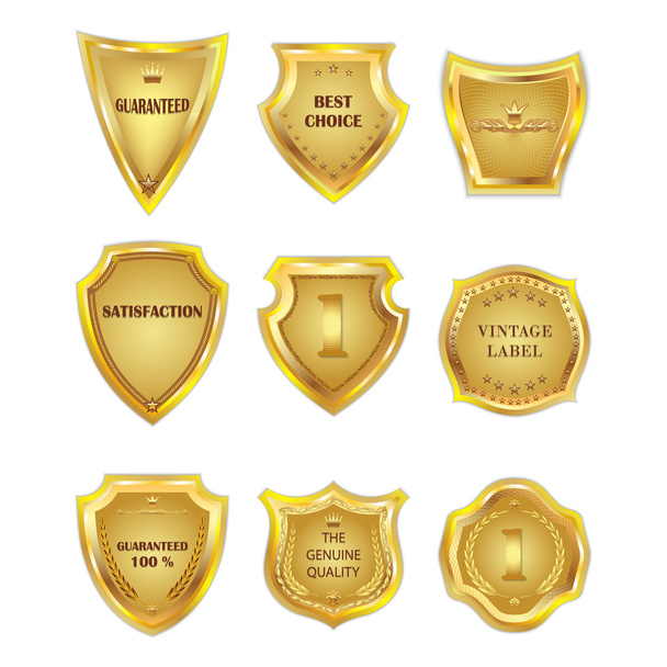 Set of golden vintagel design elements on white background. - Vector, imagen