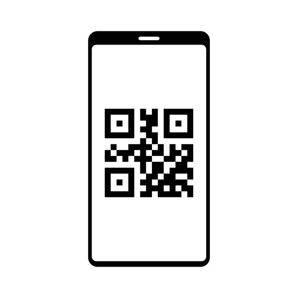 Código QR. Escanear código QR. Teléfono móvil escaneando código QR. Ilustración vectorial - Vector, imagen