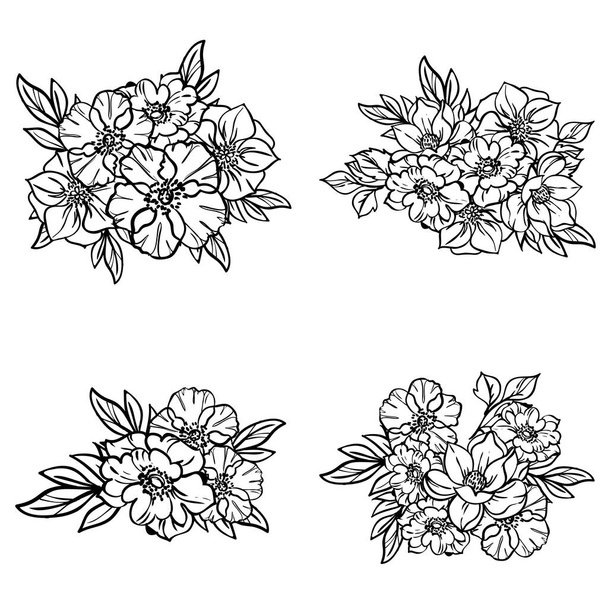 Vintage style flowers with leaves pattern - Διάνυσμα, εικόνα