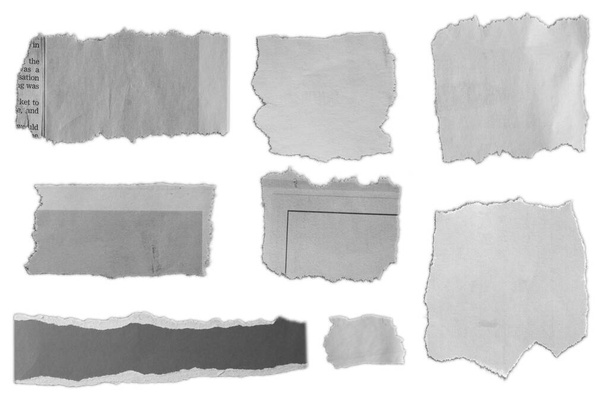 Düz arkaplanda sekiz parça yırtık kağıt  - Fotoğraf, Görsel