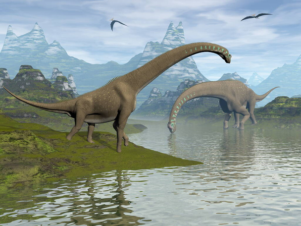 Dinosauri giraffatitani - rendering 3D - Foto, immagini