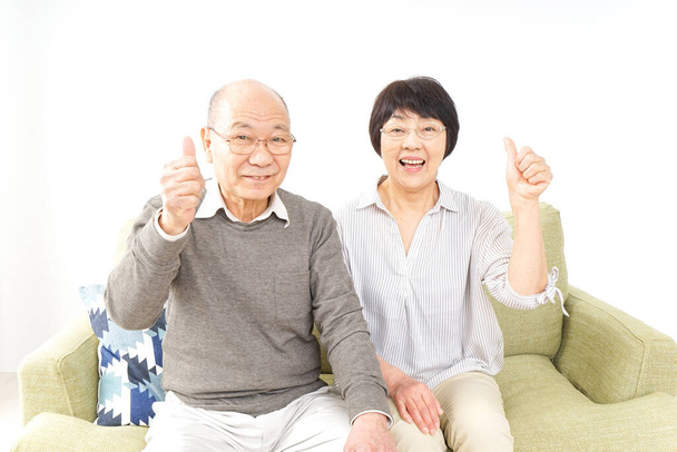 Senior couple giving good sign - Photo, Image
