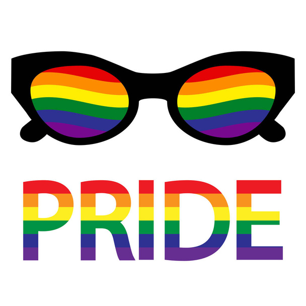 Солнечные очки с трансгендерным флагом ЛГБТ. Гей Прайд ЛГБТ-сообщество. Равенство и самоутверждение. Наклейка, пластырь, печать на футболках, дизайн логотипа. Векторная иллюстрация на белом фоне - Вектор,изображение