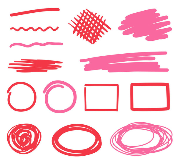 Quick sketches. Hand drawn different objects on isolated white background. Freehand art. Colorful elements for design - ベクター画像