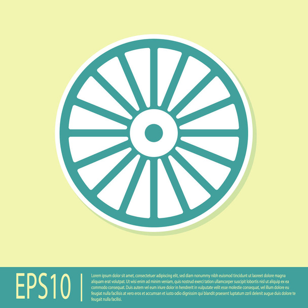 Green Alloy wheel for a car icon isolated on yellow background.  Vector. - Vector, Image