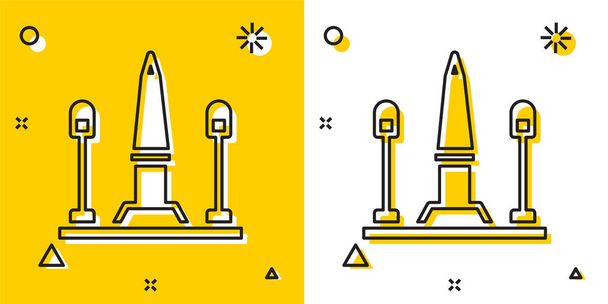 Black Place De La Concorde in Paris, France icon isolated on yellow and white background. Random dynamic shapes. Vector. - Vector, Image