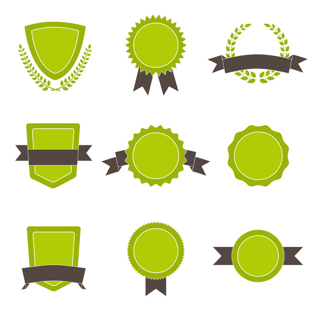 Set of ecology badges, shields and wreaths. - Διάνυσμα, εικόνα
