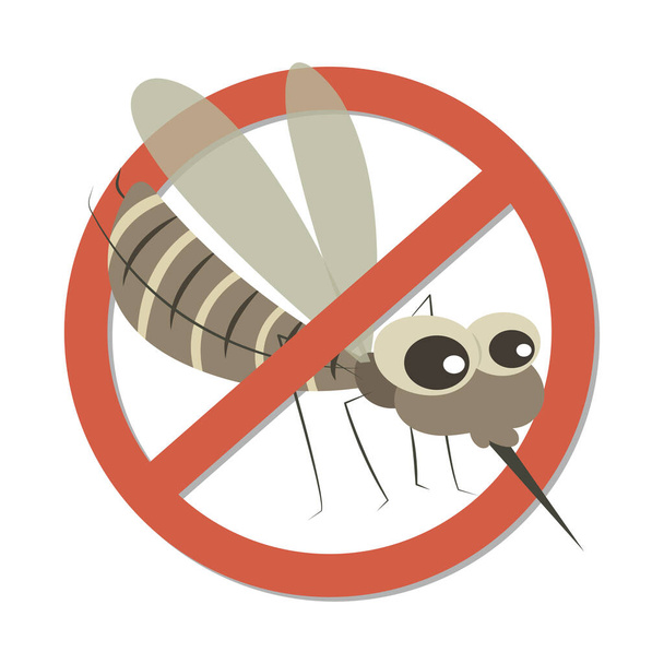 Προειδοποίηση κουνουπιών απαγορευμένη πινακίδα απομονώνονται σε λευκό φόντο. Σημάδι κατά των κουνουπιών. Σύμβολο διανύσματος ελέγχου εντόμων. Σταματήστε και ελέγξτε τα κουνούπια. Εικονογράφηση φορέα κατά των εντόμων. - Διάνυσμα, εικόνα