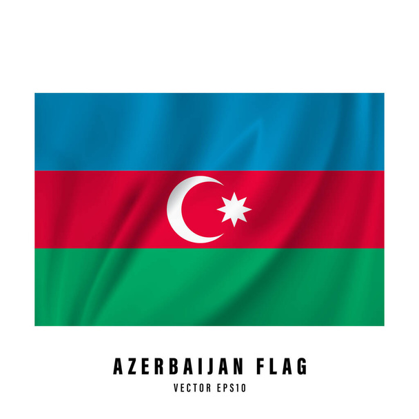 Azerbajdzsán zászlaját lobogtatva. Realisztikus nemzeti zászlóvektor tervezés. Elszigetelt. - Vektor, kép