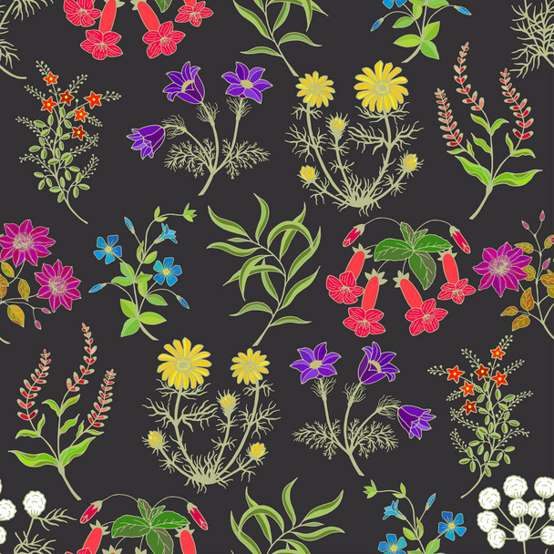 Seamless pattern  with flowers. Vector background - Vetor, Imagem
