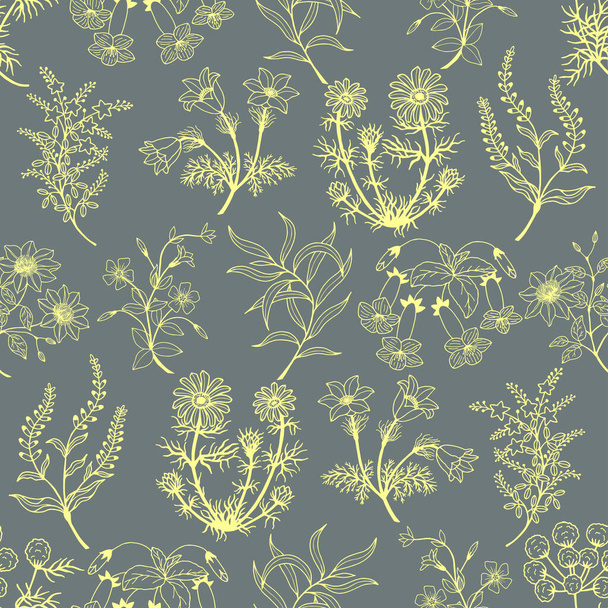 Seamless pattern  with flowers. Vector background - Vector, imagen