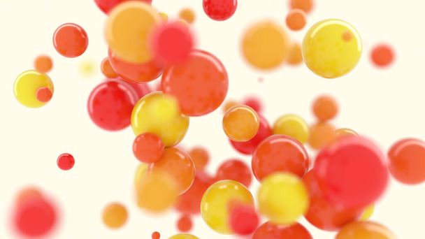 Абстрактные 3d красные, желтые и оранжевые пузыри на белом фоне. 3d-рендеринг - Фото, изображение