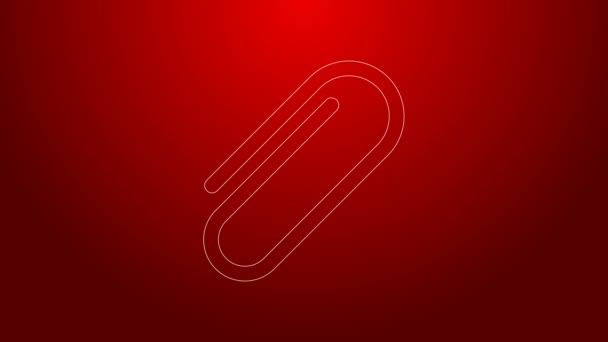 Green line Paper clip icon isolated on red background. 4K Video motion graphic animation - Footage, Video