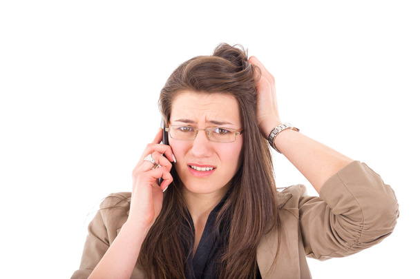 mujer oyendo malas noticias por teléfono
 - Foto, Imagen
