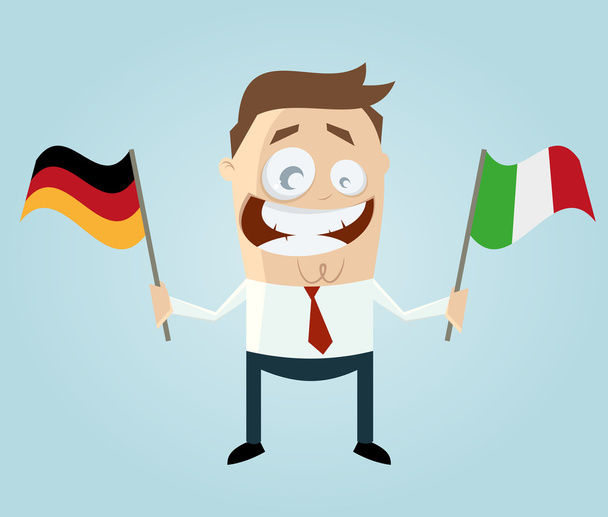 Businessman with german and italian flag - Vector, Image