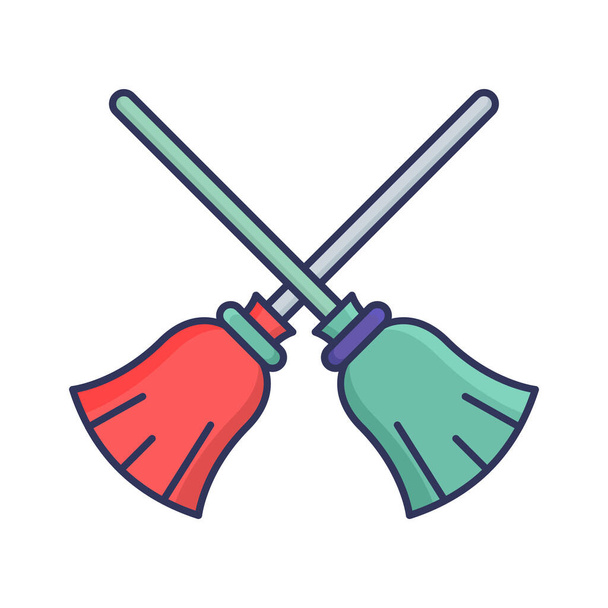 Flying broomFill- Illustration vector icon which can easily modify or edit - Vector, Image