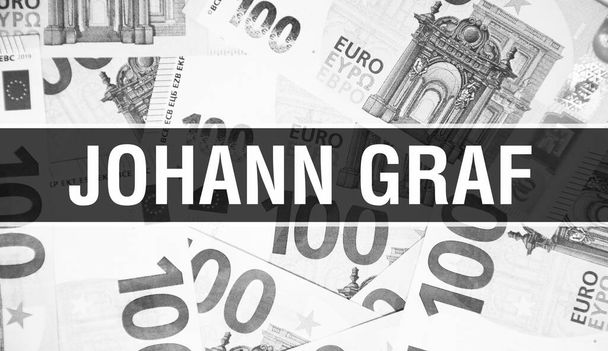 Johann Graf text Concept. Dollars américains Cash Money, rendu 3D. Le milliardaire Johann Graf au Dollar Banknote. Investisseur milliardaire financier mondial de premier plan - Londres, 3 mai 202 - Photo, image