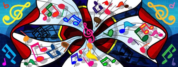 співати з рота та навушників музичні ноти дизайн фонової фарби стіни
 - Фото, зображення