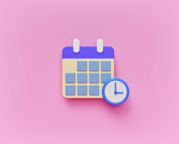 Calendario Programar icono de símbolo aislado. diseño de estilo minimalista. renderizado 3d - Foto, Imagen