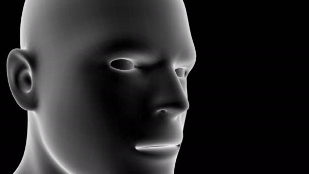 Bir adamın 3D animasyonu, burnunda alfa kanalı olan ağrı alanını gösteren röntgen hologramı. - Video, Çekim