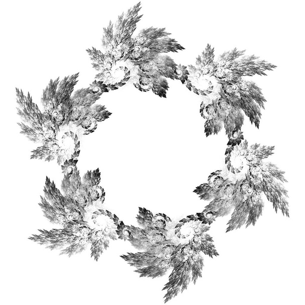Monochrome abstract fractal illustration for creative design on white background. - Фото, изображение