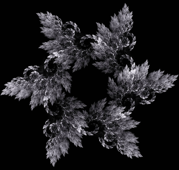 Monochroom abstract fractal illustratie voor creatief ontwerp op zwarte achtergrond. - Foto, afbeelding